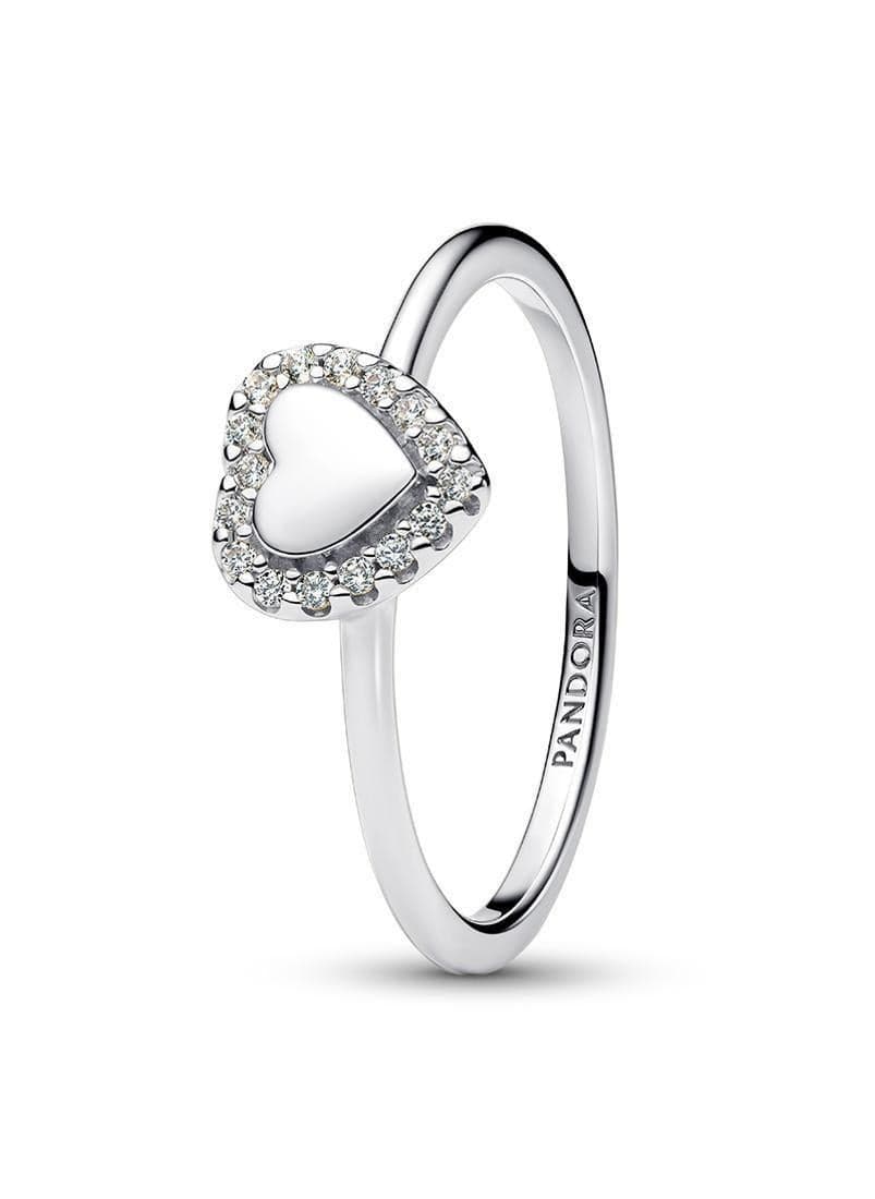 PANDORA Engravable Heart Halo Ring - Sterling Silver Elegance - Image 1