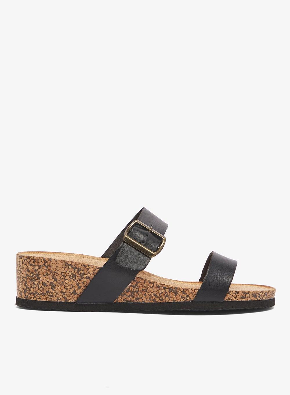Elevate Your Style: Black Mid-Heel Wedge Sandals F12087Am1 - Image 1
