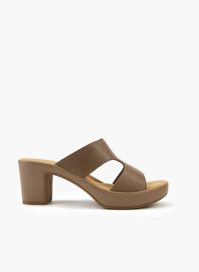 Onex90146 1B Taupe Block Heel Slip-On Sandals - Image 1