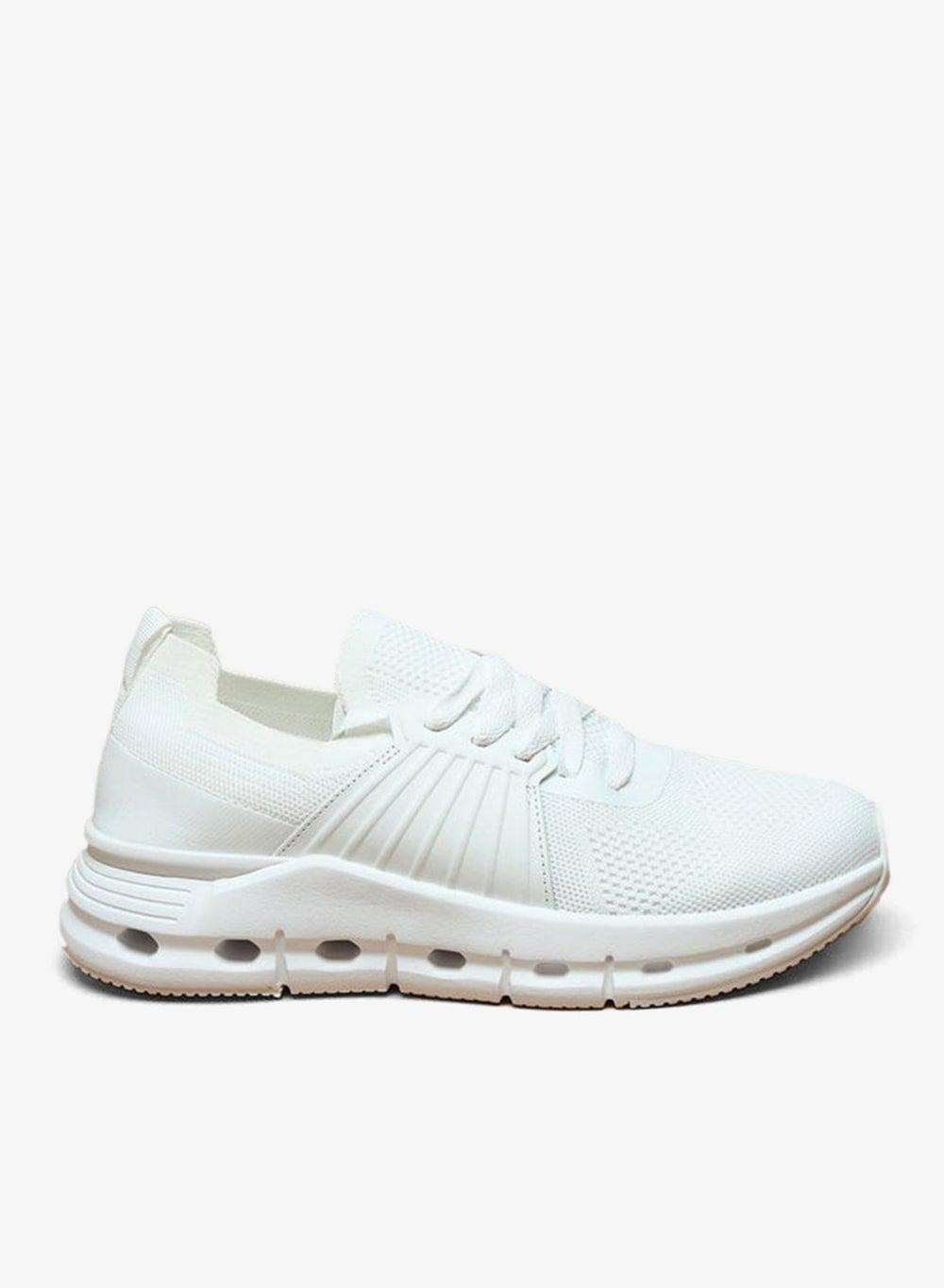 Sx230328Wwhite Textured Lace-Up Elegance Sneakers - Image 1