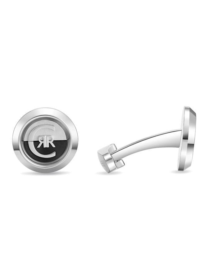 CERRUTI 1881 Renato Silver & Black Men's Elegant Cufflinks - Image 1