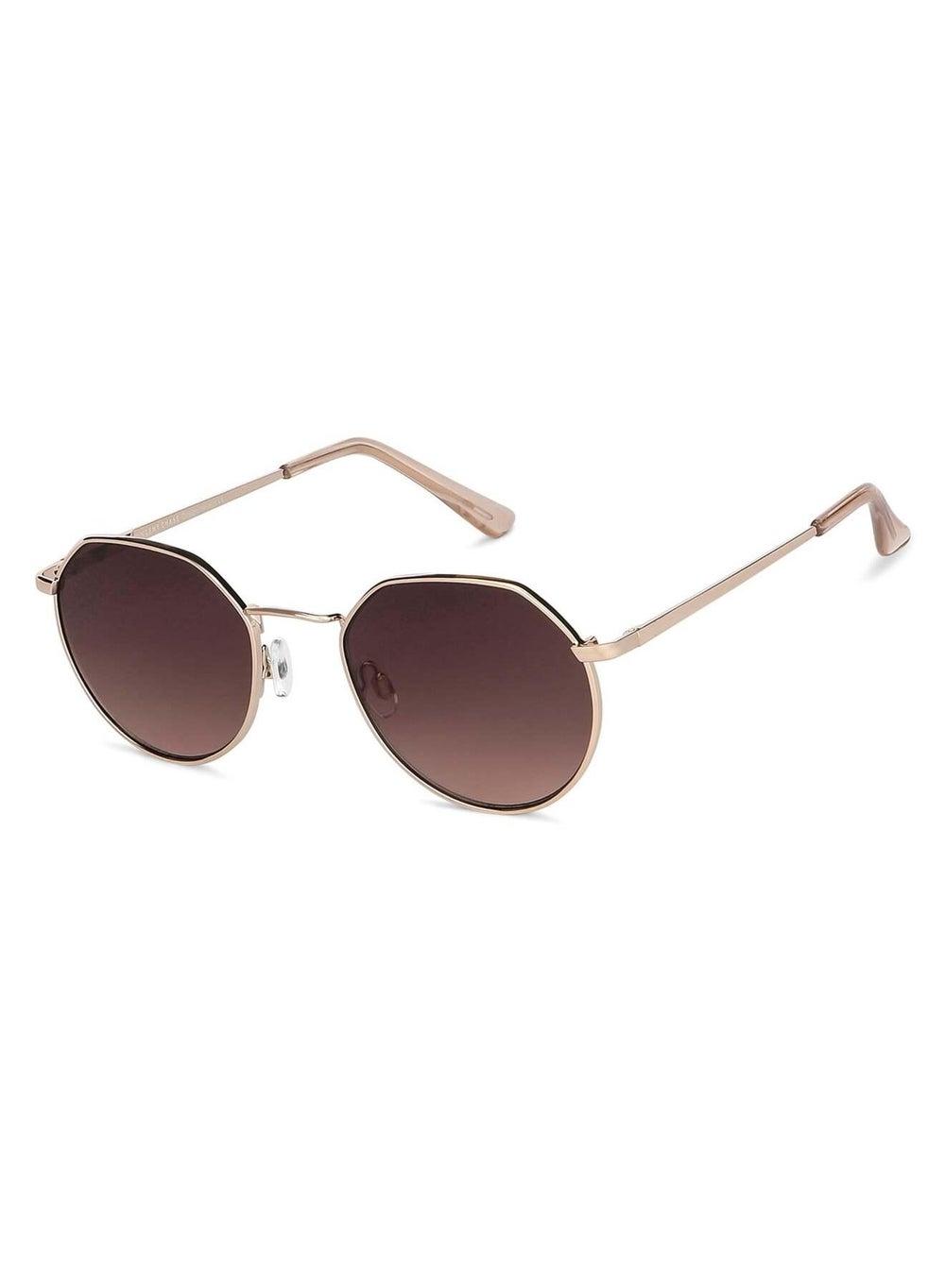 VINCENT CHASE VC S13984 Hexagonal Sunglasses - Gold Frame, Brown Lens - Image 1