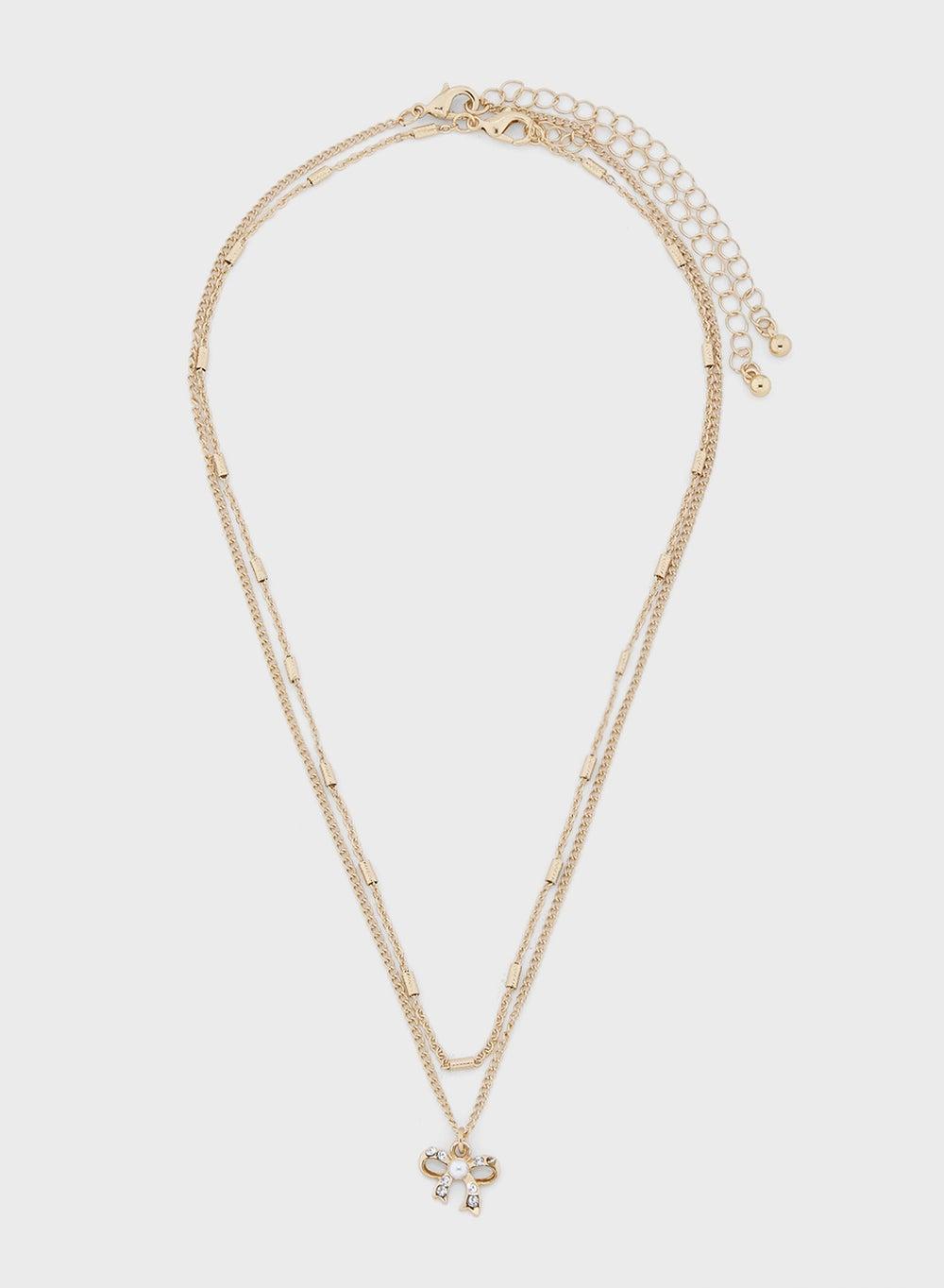 Elegant Ginger Floral Necklace Duo for Women - Image 1