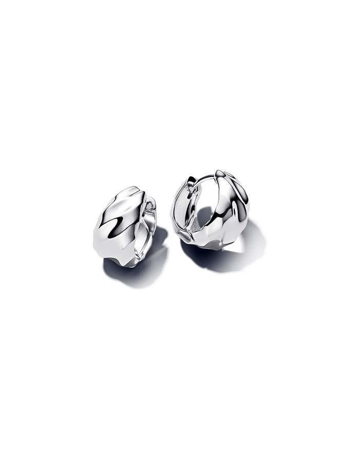 PANDORA Rippled Elegance Small Hoop Earrings - Image 1