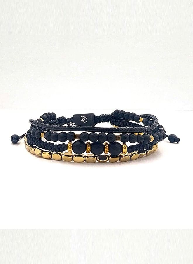 CHRYSOSTOMOS Adjustable Black Onyx Men's Bracelet - Image 1