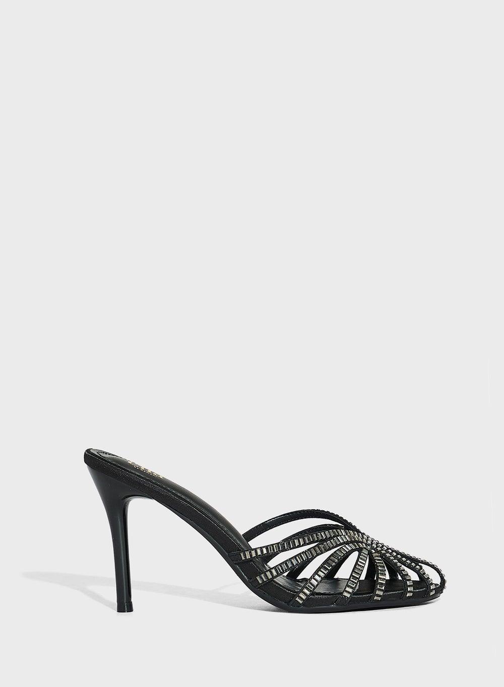 Luxurious Black Embellished Mule Heels Style 567 70 - Image 1