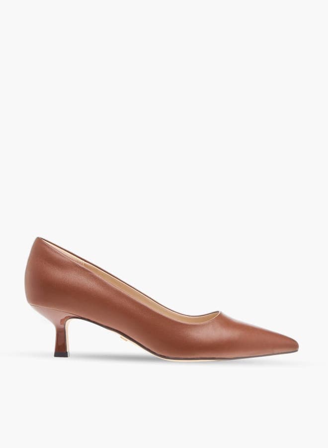Elegant J06467 019Tan Slip-On Kitten Heels for Women - Image 1
