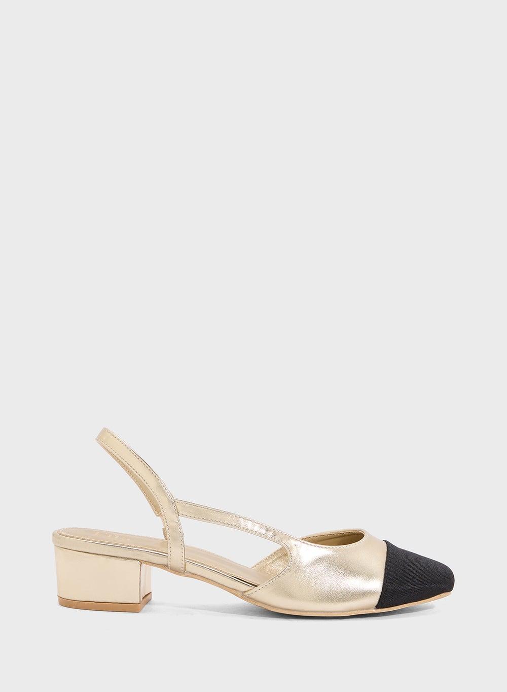 Elegant Gold Block Heeled Slingback Pump 6750 52 - Image 1