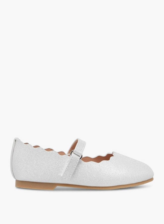 Bs138S 0164S White Scallop Hem Ballerina Shoes for Girls - Image 1