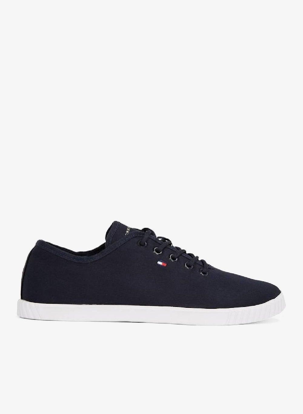 Space Blue Canvas Lace-Up Low-Top Sneakers - Image 1