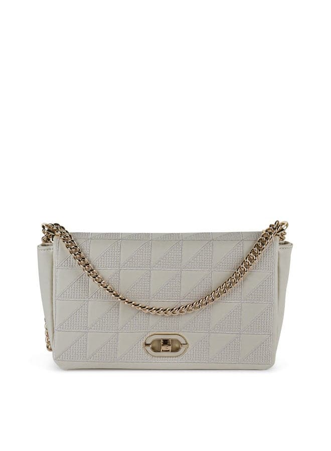Vincci Beige Quilted Chain-Embellished Shoulder Bag - Image 1