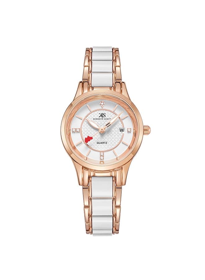 KENNETH SCOTT K23517-RCWW Elegant Ceramic & Metal Women's Watch - Image 1