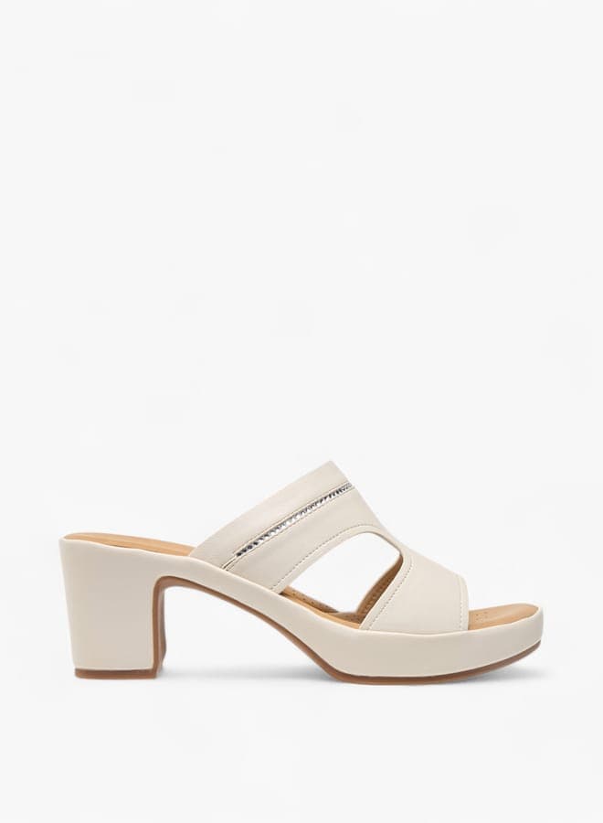 Elegant Cream Embellished Block Heel Sandals 90146 1Bcream - Image 1