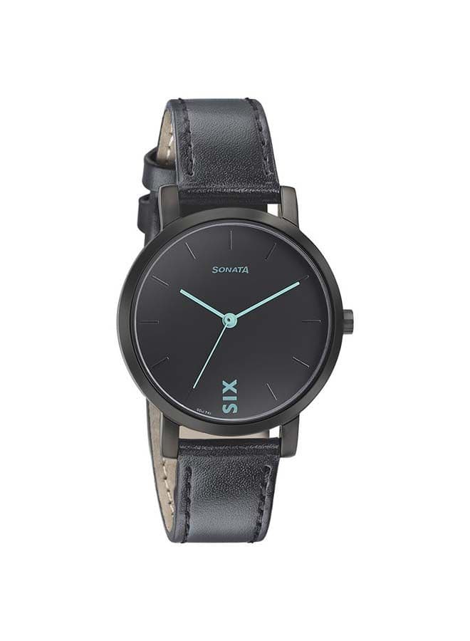 Sonata 8164NL01 Elegant Black Leather Women's Watch - 35 mm - Image 1