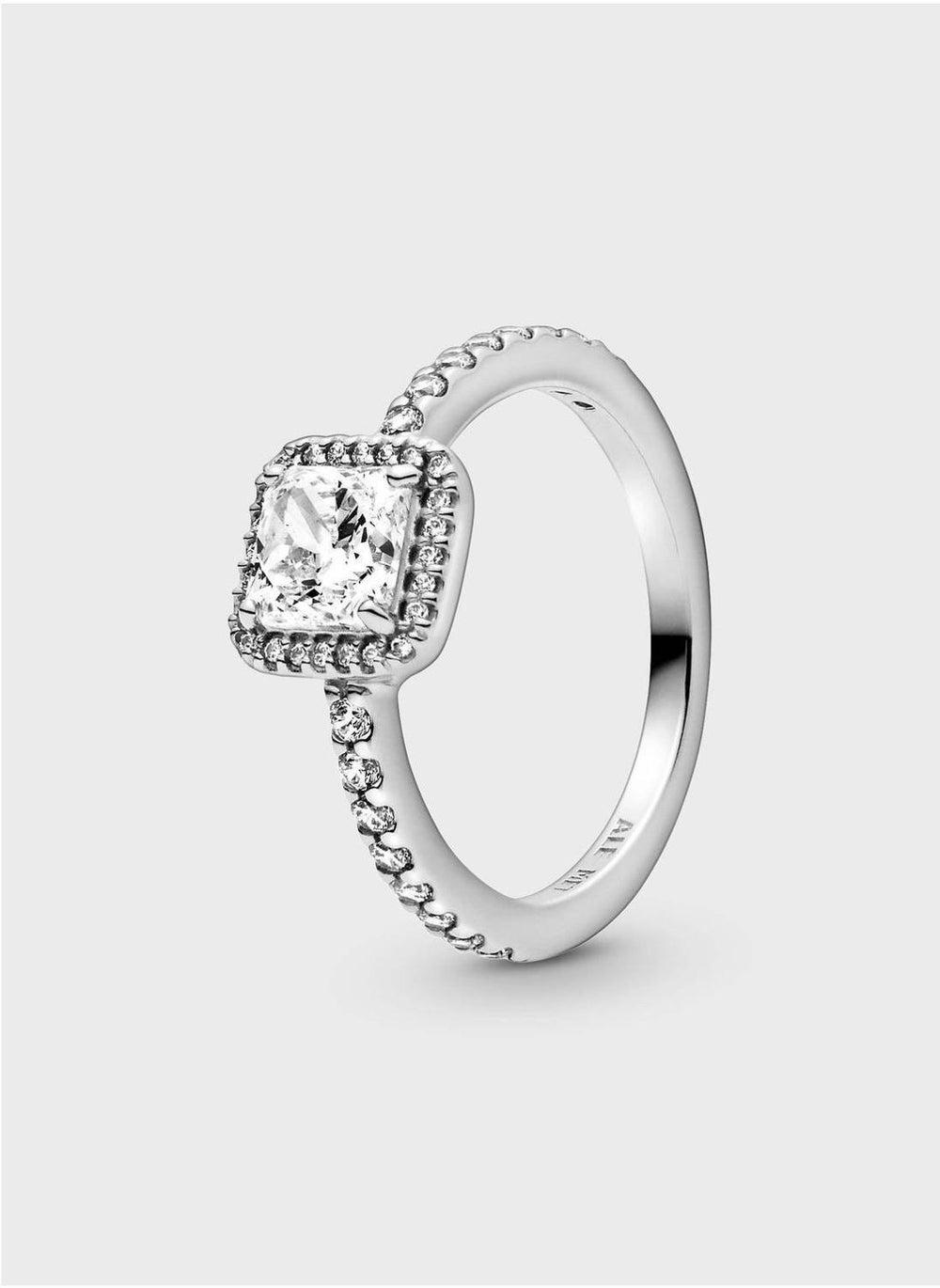 PANDORA Sterling Silver Square Sparkle Halo Ring - Image 1