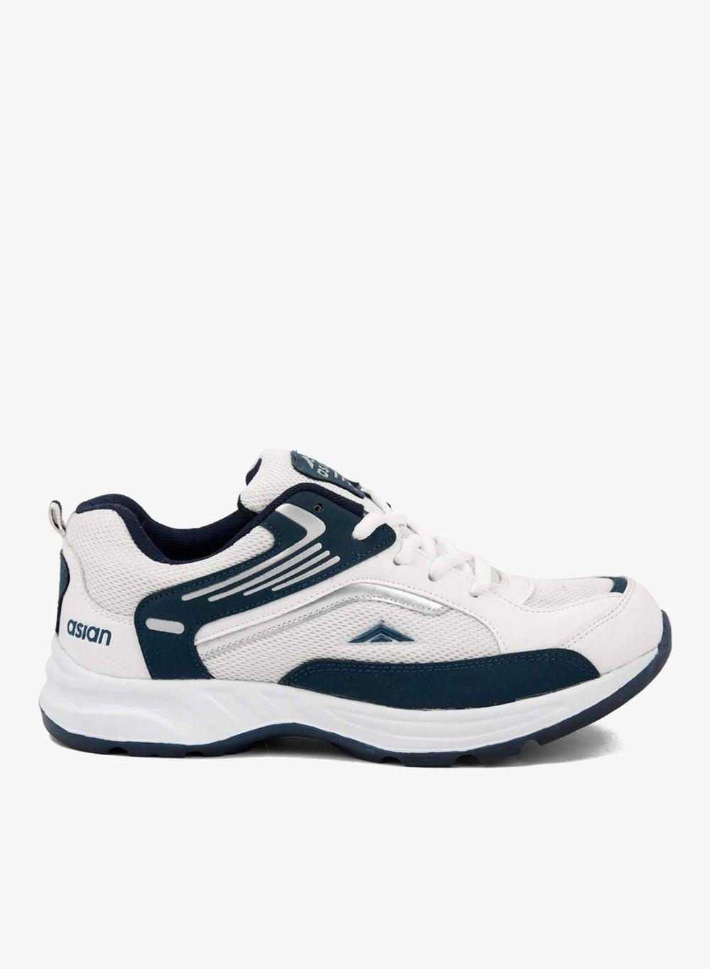 Sleek Agility Men’s Low Top Running Shoes - White Blue - Image 1