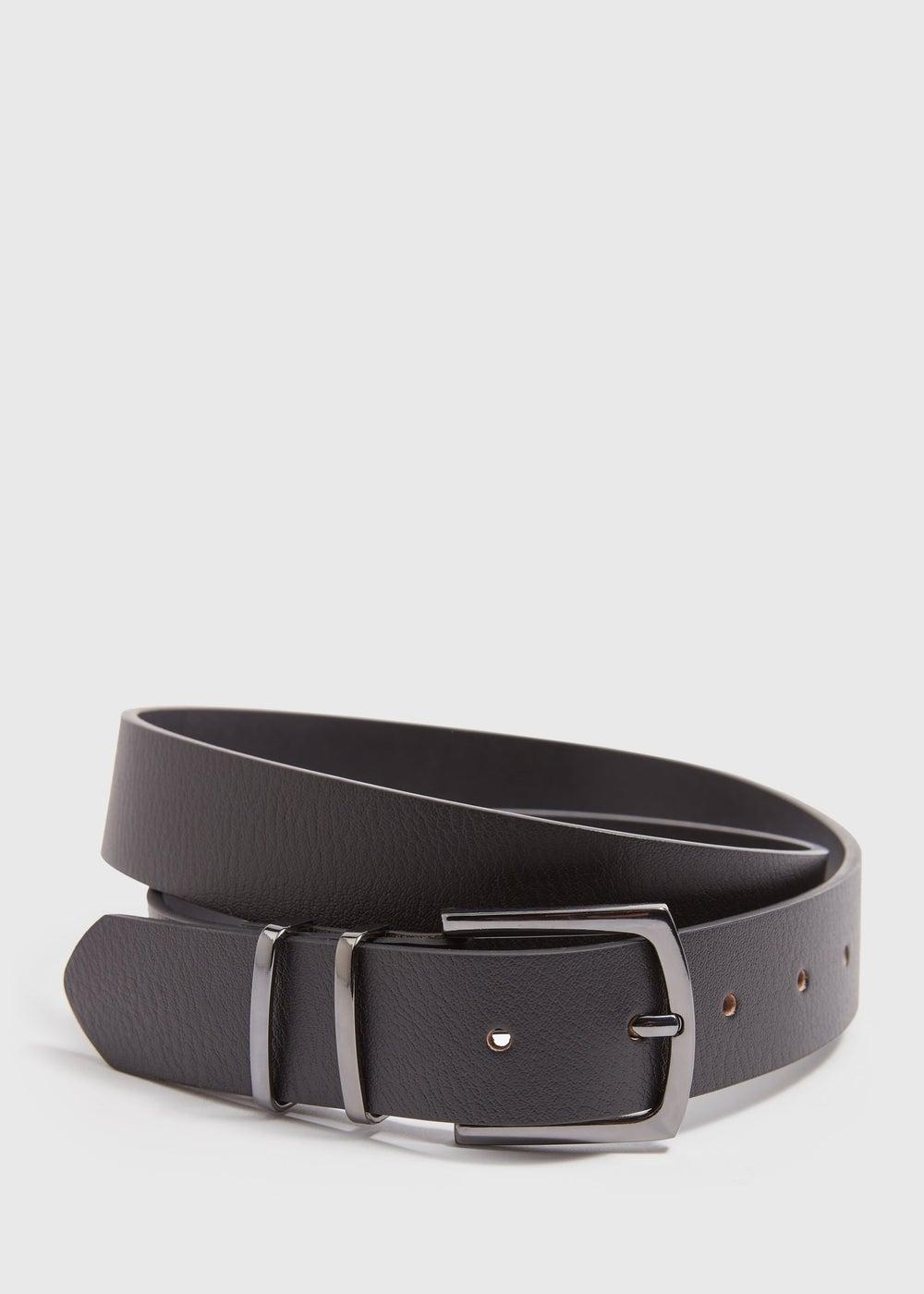 Matalan Black Elegance Leather Belt for Men - Image 1
