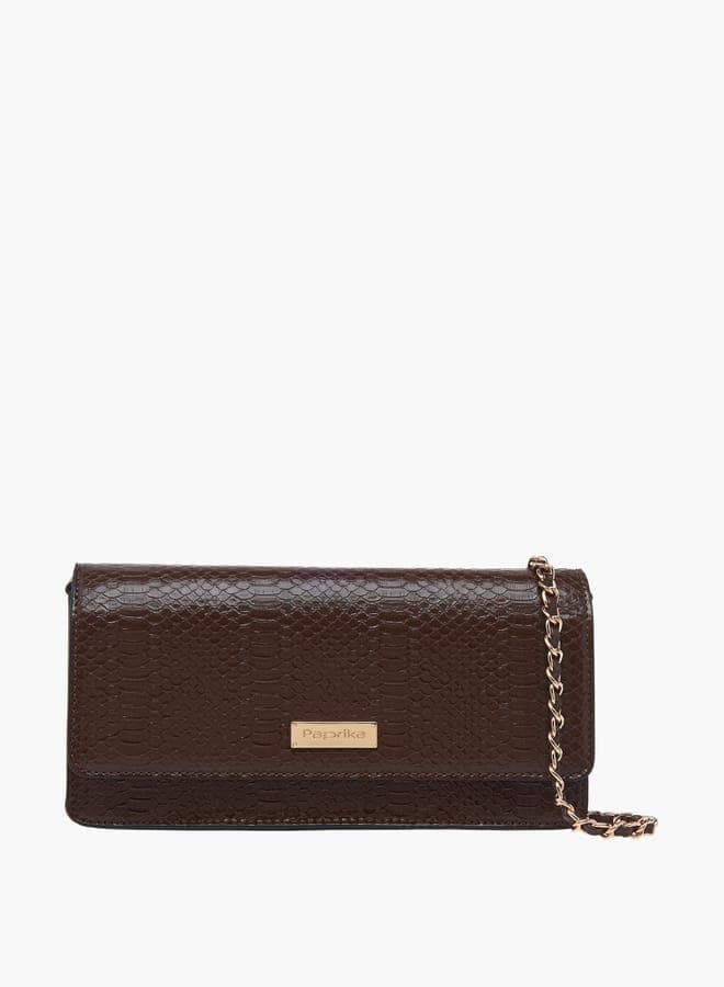 Paprika Women's Textured Elegance Crossbody with Chic Chain Strap - Image 1