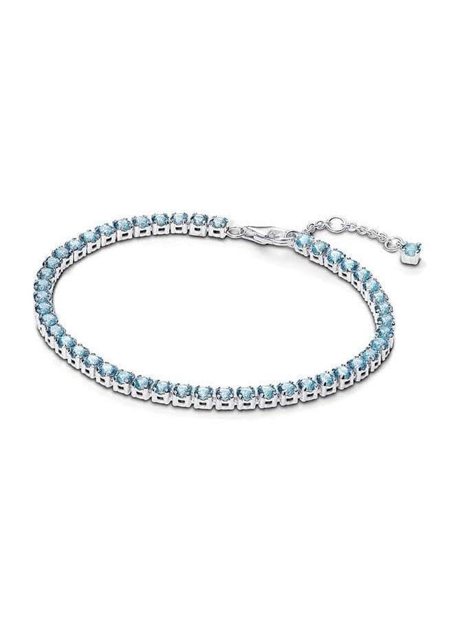 PANDORA Sparkling Light Blue Tennis Bracelet - Graceful Elegance - Image 1