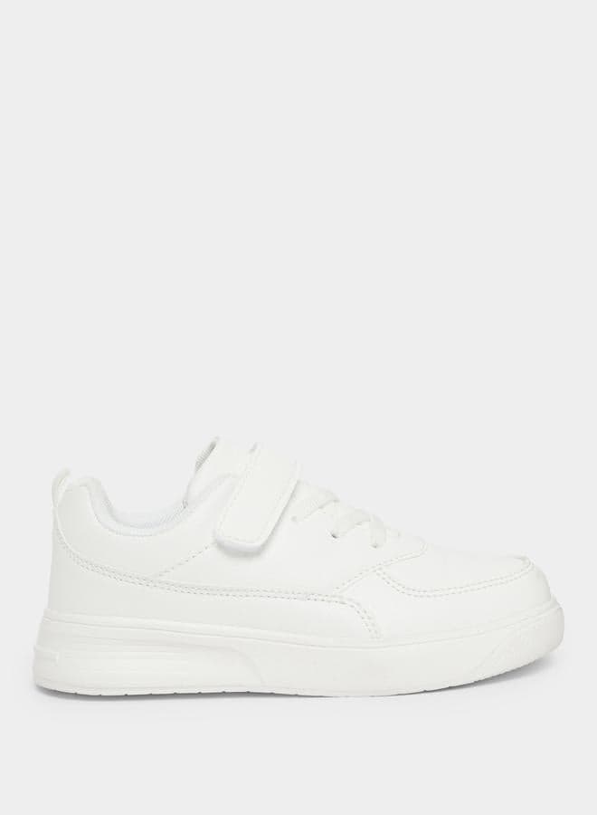 Elevate Casual: White Platform Sneakers with Seamless Hook Closure - Image 1