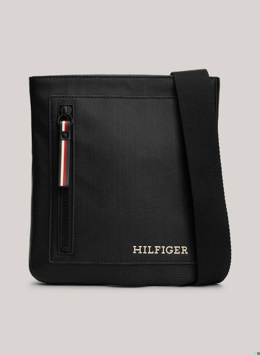 TOMMY HILFIGER Black Pique Textured Crossover Bag for Men - Image 1