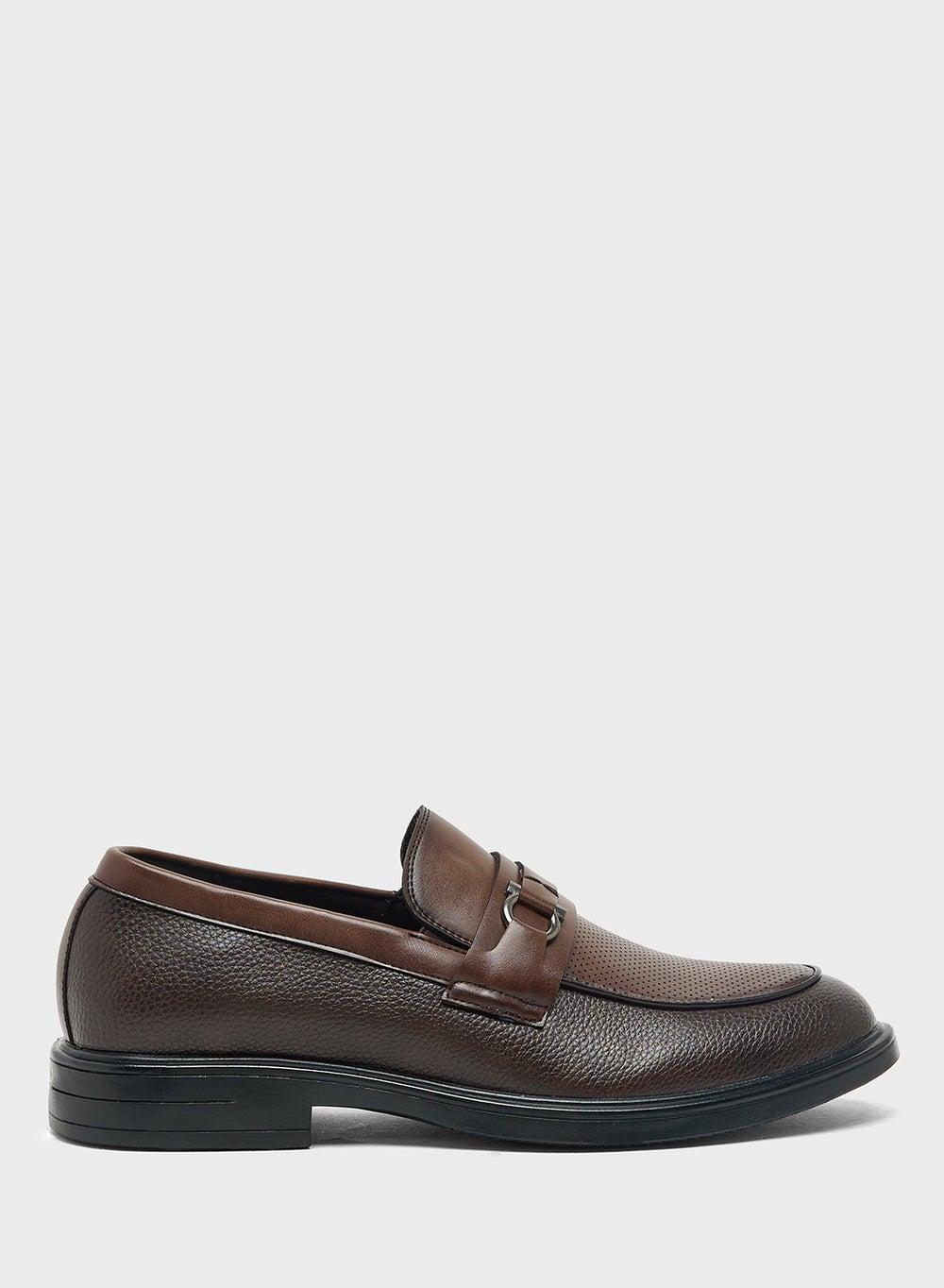 L41036 1 Classic Coffee Trim Detail Formal Loafers - Image 1