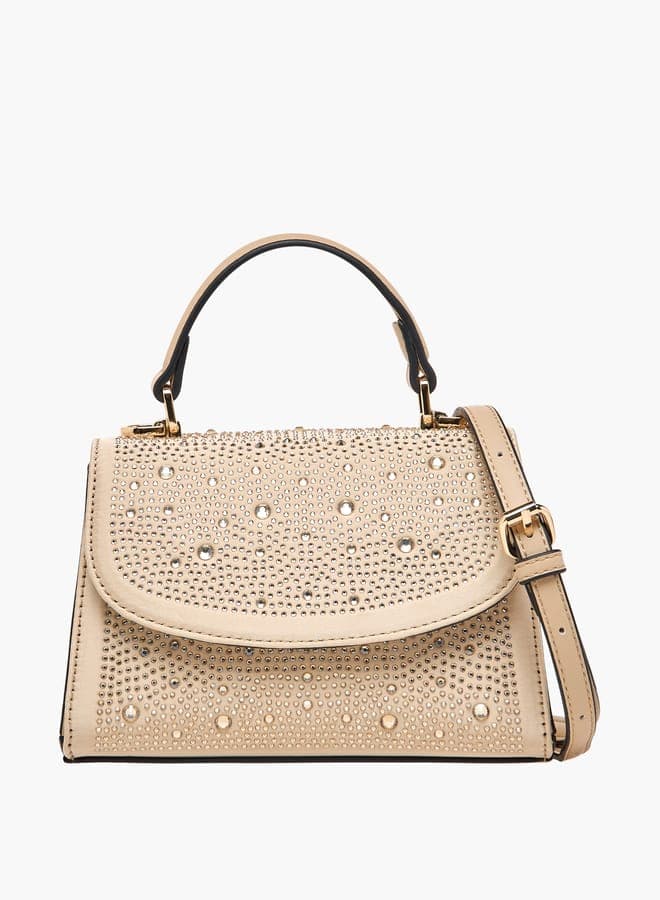Celeste Embellished Satchel: Elegance with Detachable Strap - Image 1