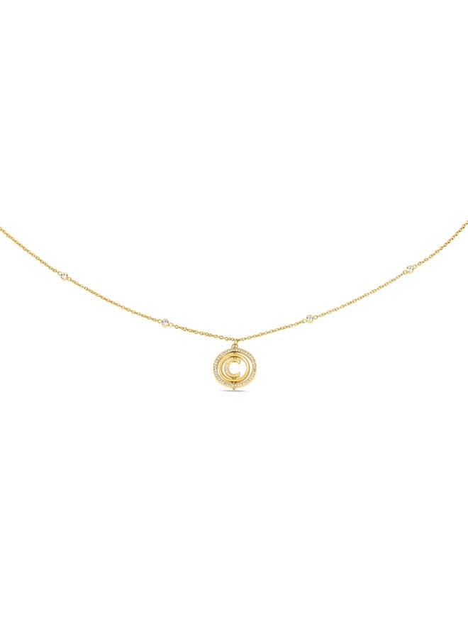 CERRUTI 1881 Supreme Gold-Plated Crystal C Logo Necklace - Image 1