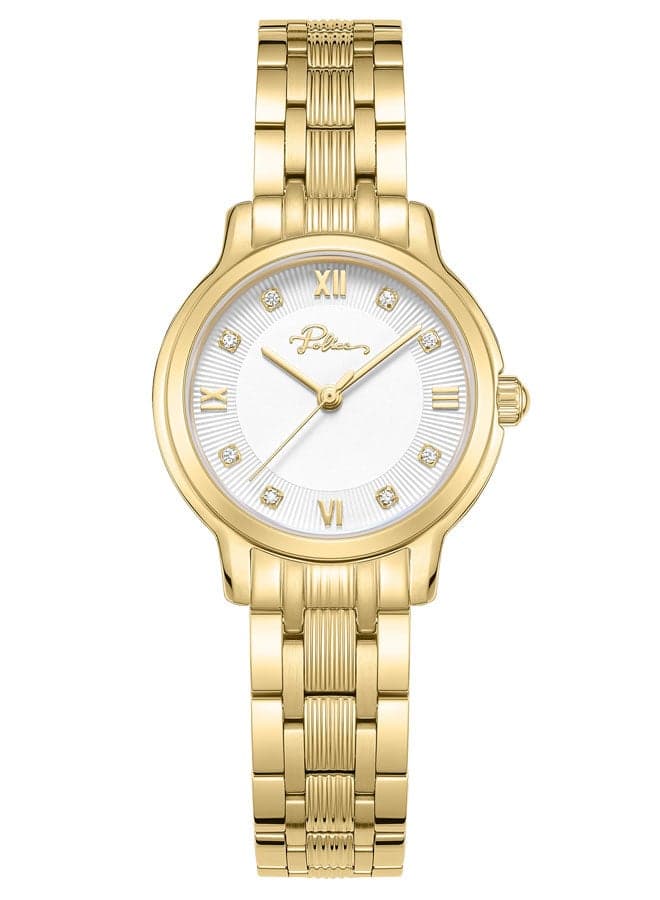 POLICE 27mm Yellow Gold Charm Watch with Silver Dial for Women - Image 1