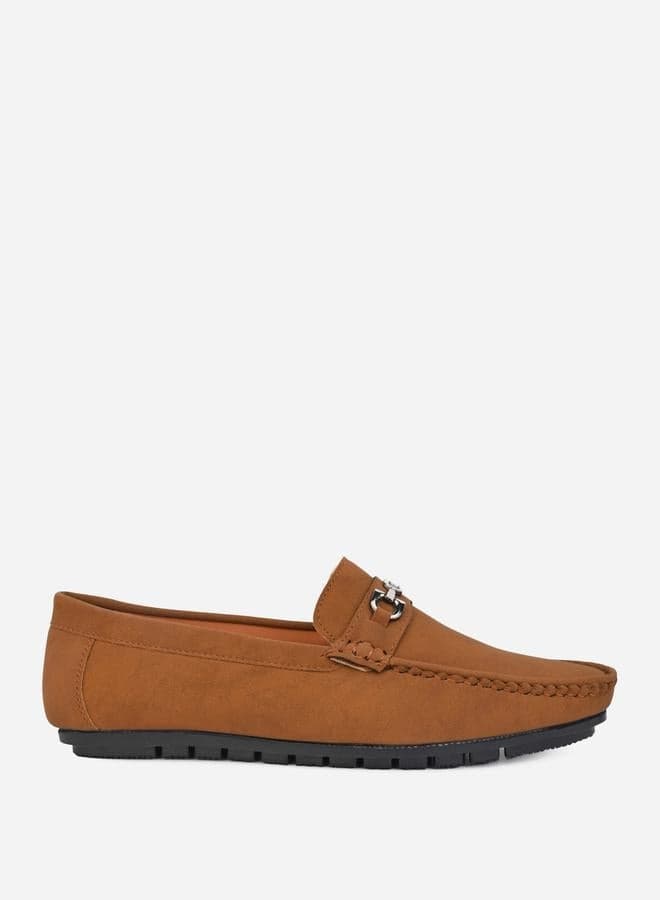7011232033Tan Elegance: Tan Faux Leather Loafers - Image 1