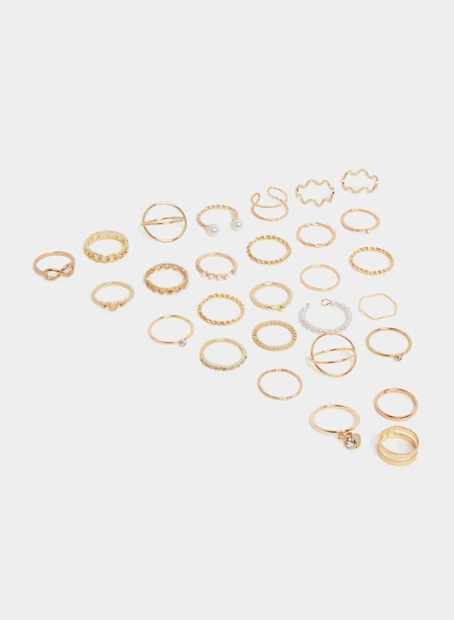 Gold-Plated Styli Knuckle Ring Ensemble (Set of 29) - Image 1