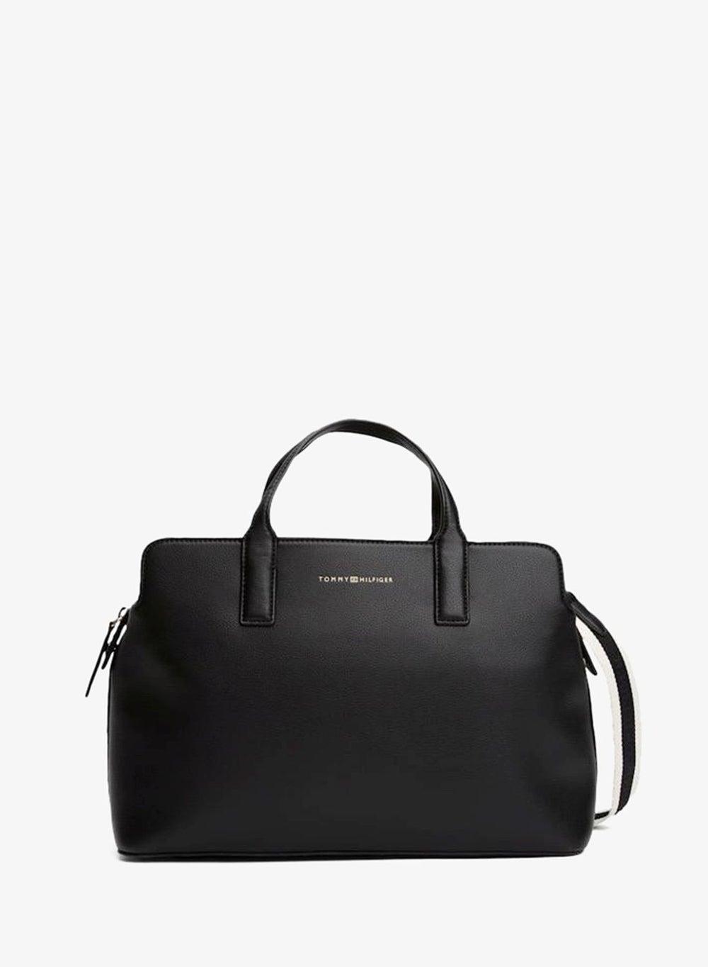 TOMMY HILFIGER Elegant Logo Satchel - Chic Top Handle Design - Image 1