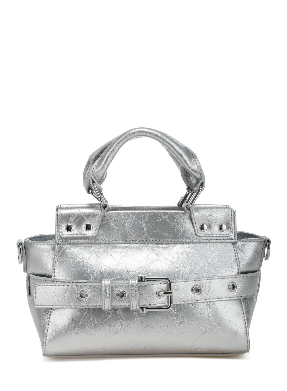 Elegant London Rag Silver Satchel with Buckle Detail - Image 1