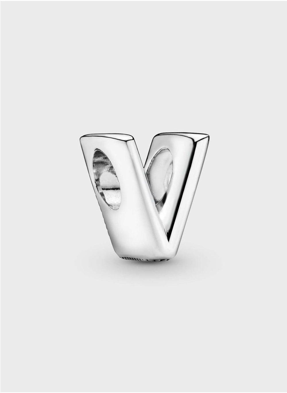 PANDORA Sterling Silver 'V' Alphabet Charm - Image 1