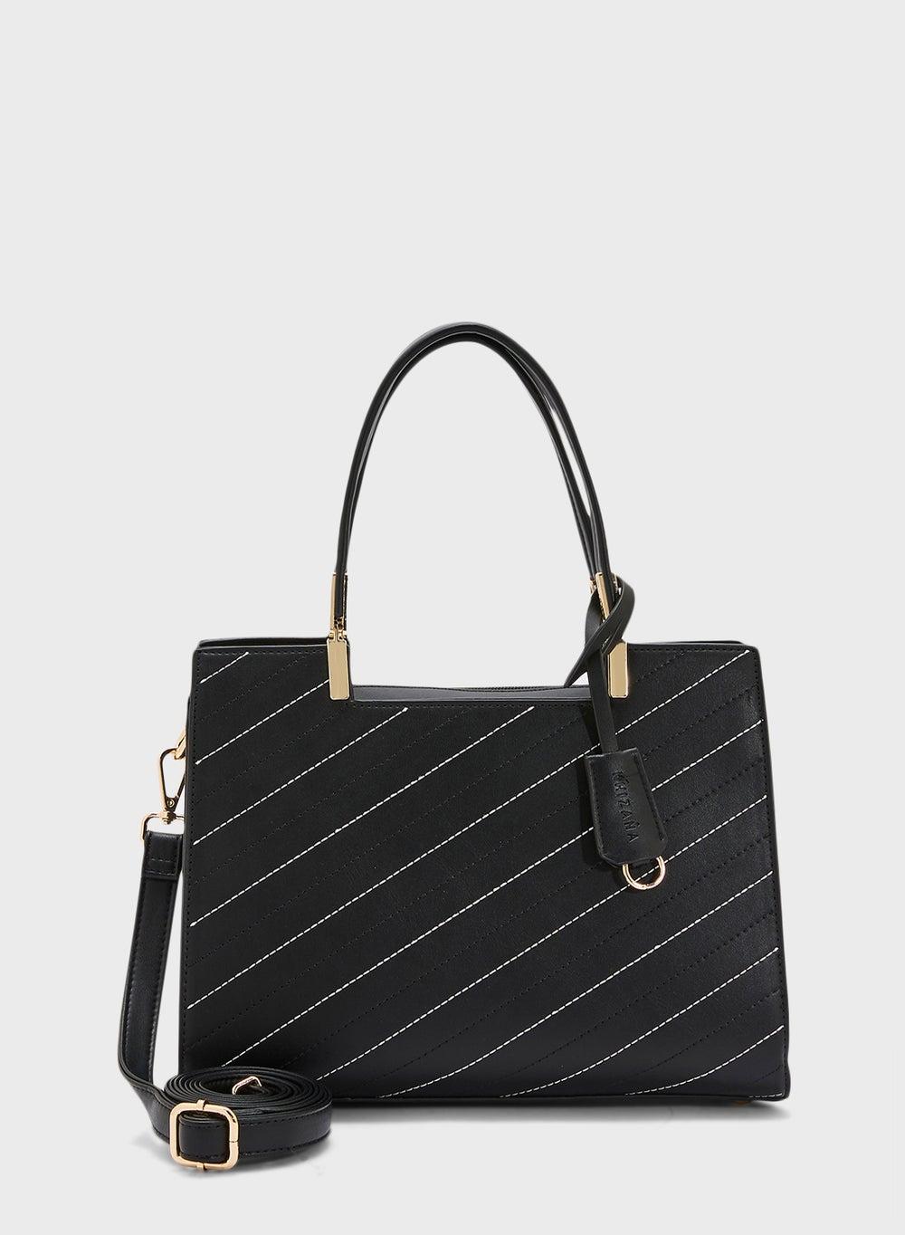 Khizana Elegant Satchel with Artisan Stitch Details - Image 1