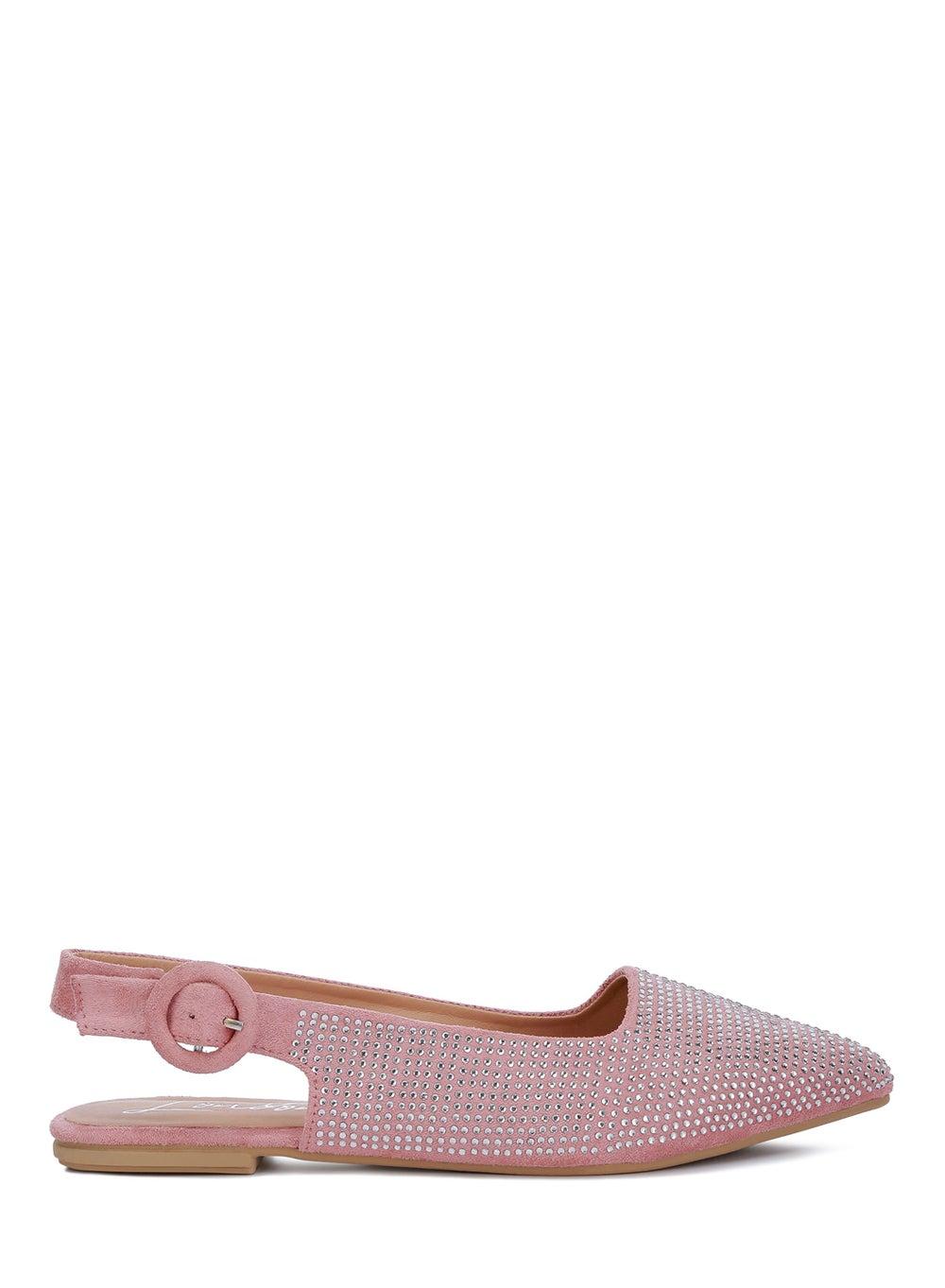 Sh4737 Pink Rhinestones Slingback Evening Mules - Image 1