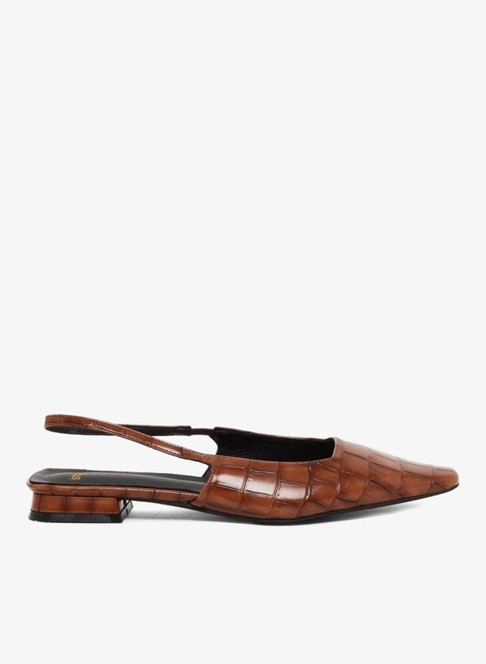 Styli Animal Textured 7011727505Brown Slingback Flats - Image 1