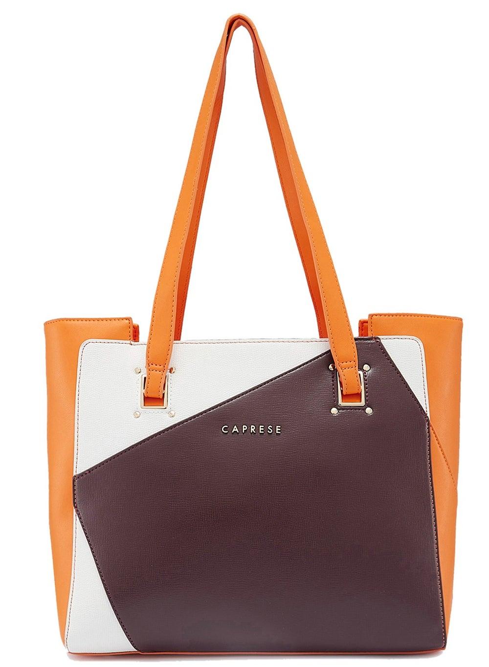 CAPRESE BROWN Ruth Colorblock Large Tote in Faux Leather - Image 1