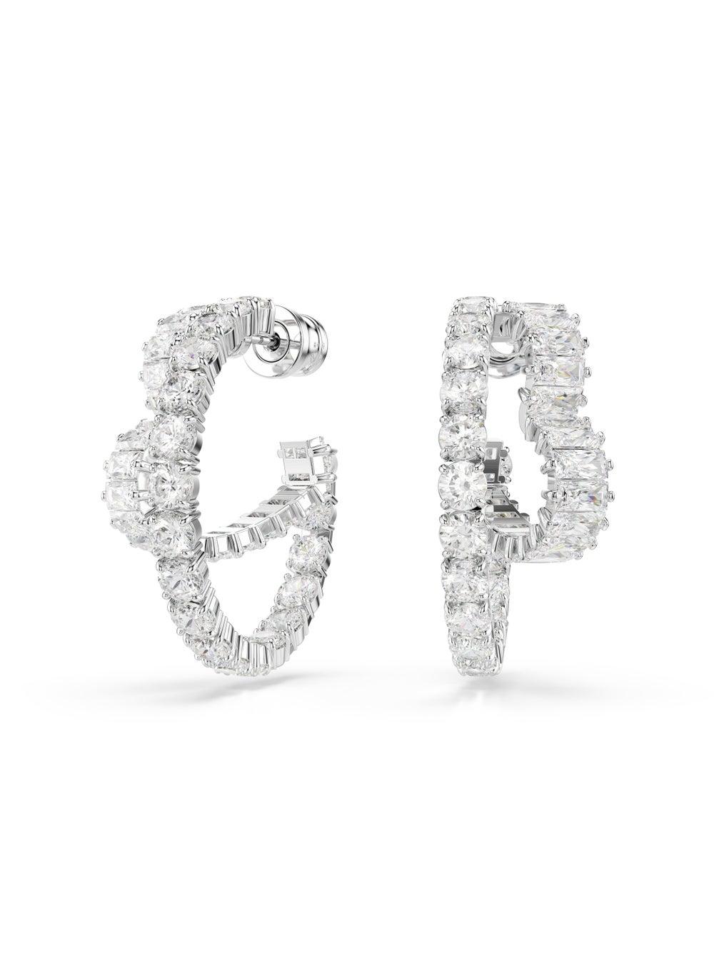 SWAROVSKI Matrix:Pe Heart-Shaped Hoop Earrings - Image 1