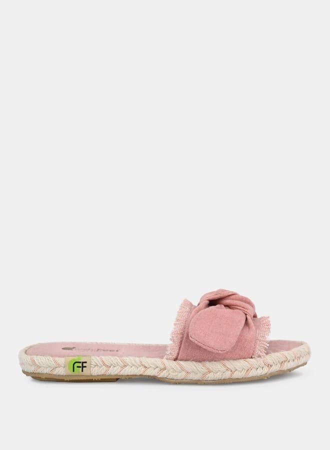 Elegant Fresh Feet Pink Espadrilles with Frayed Bow Detail - Image 1