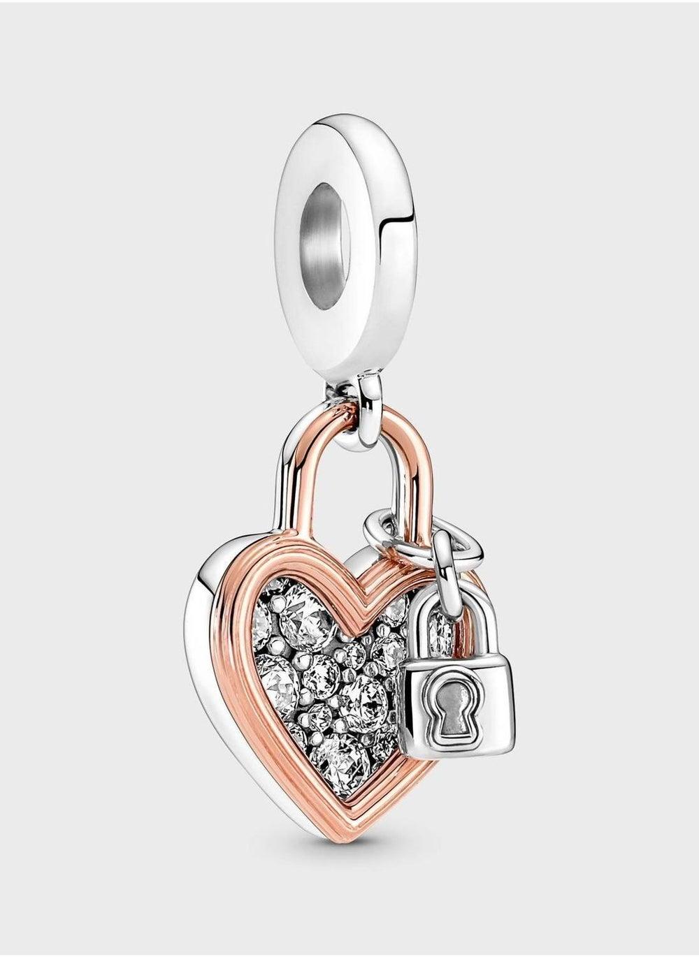 PANDORA Heart Padlock Double Dangle Charm - Everlasting Love - Image 1