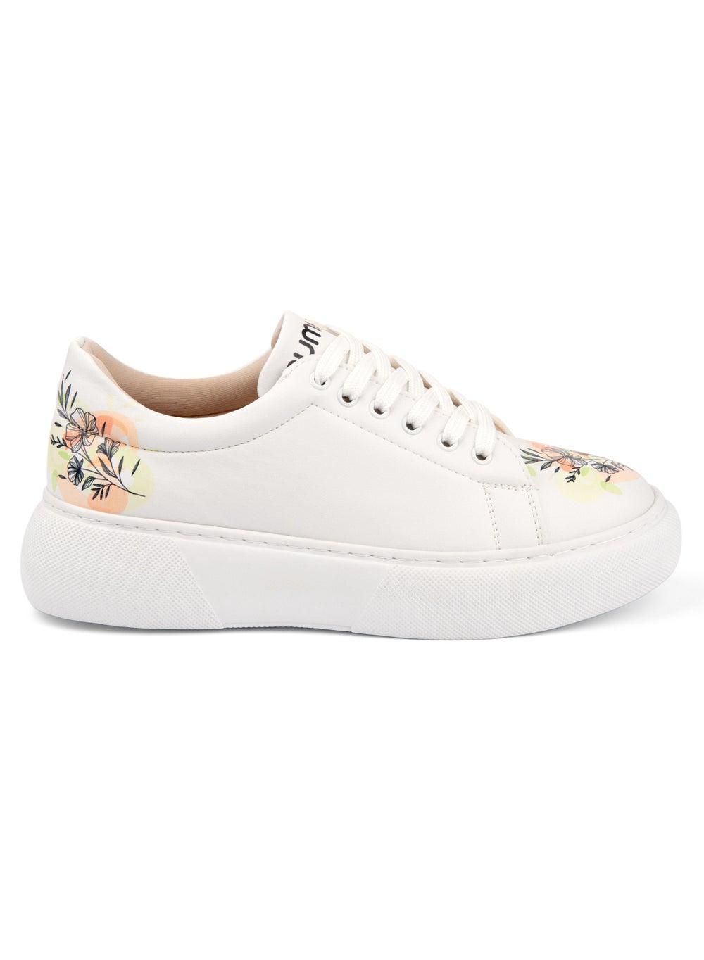 Barcelona-Inspired Flowers Sneakers - Low-Top Elegance - Image 1