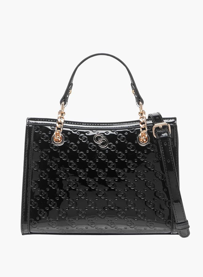 Celeste Elegance Monogram Embossed Tote with Detachable Strap - Image 1