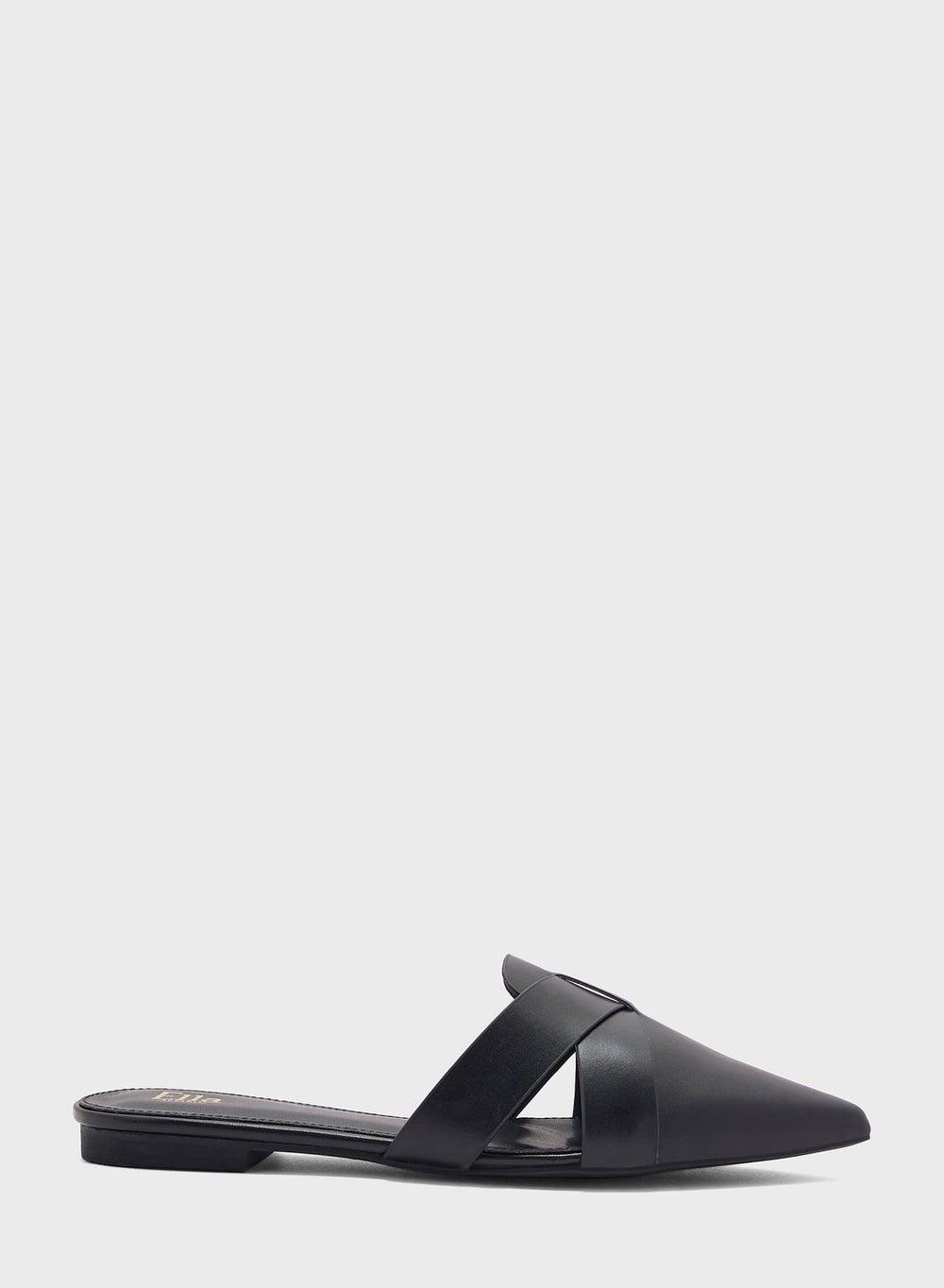 Ella 8028 302 Elegant Black Pointed Flat Mule - Image 1