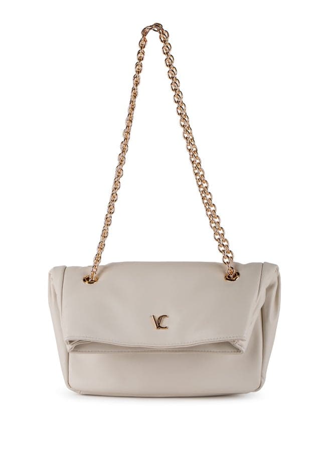 Vincci Elegance: Beige Chain Strap Shoulder Bag - Image 1