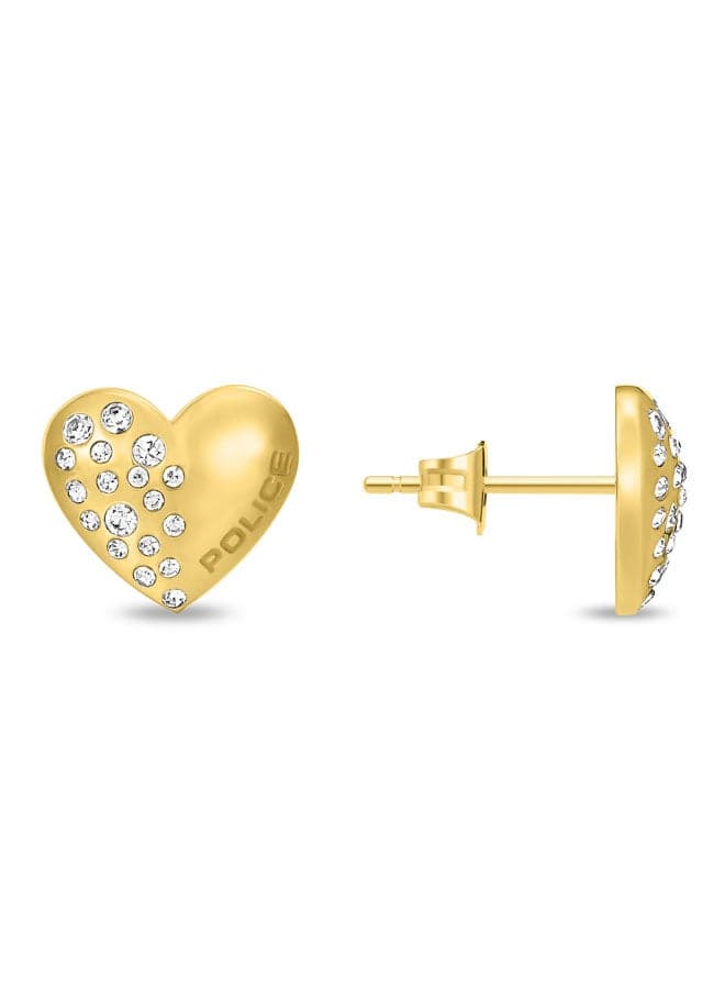 POLICE Heartstone Crystal Convex Heart Earrings for Women - Image 1