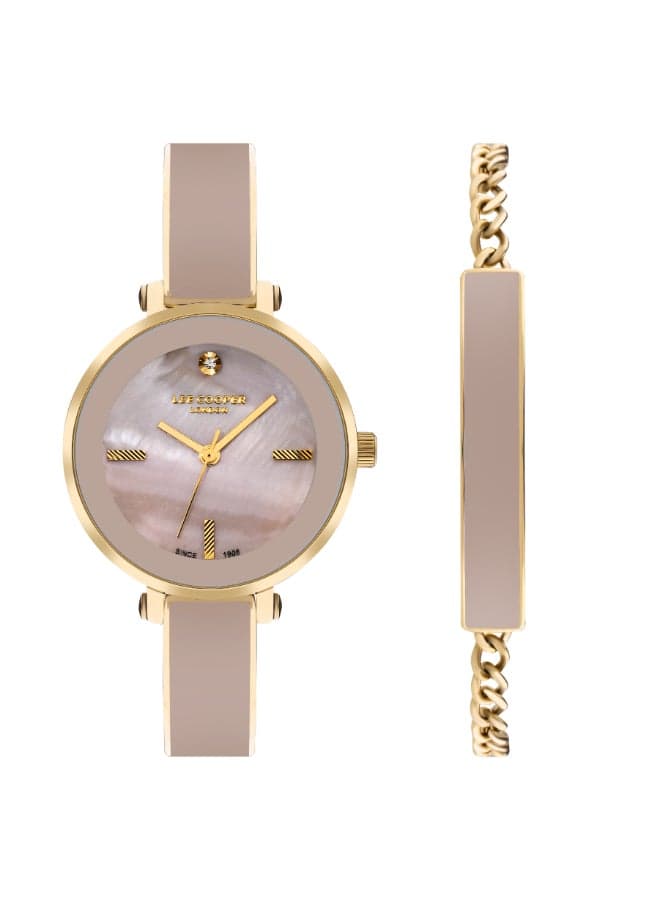 Lee Cooper Elegant Gold & Pink Analog Watch LC07813.180 - 32mm - Image 1