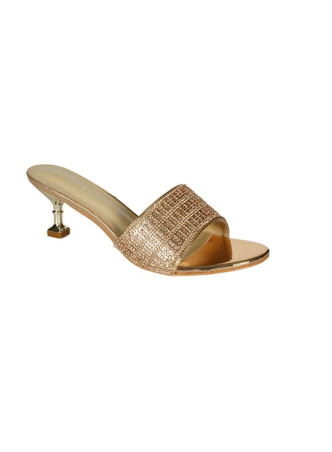 Zayna 221-114 - Elegant Gold Mid Heel Heeled Sandals for Ladies - Image 1