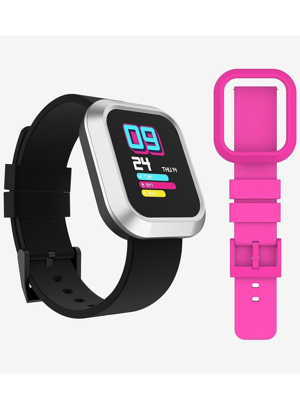 iTouch Flex Watch - Silver/Black Interchangeable Silicone Strap TF415A-B02 - Image 1