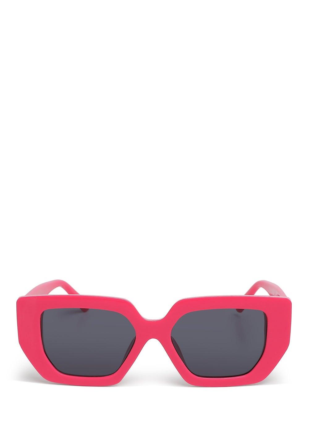London Rag Chic Oversized Cat Eye Sunglasses - Dark Pink - Image 1